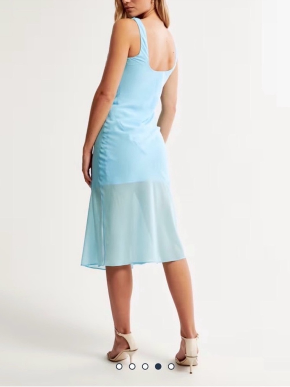 Abercrombie & Fitch Light Blue Cowl Neck Midi Sleeveless Boho Chiffon Dress XL - Picture 11 of 11